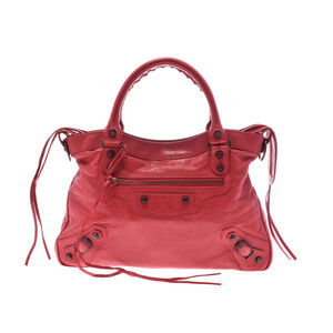 Balenciaga The Town lambskin bag red strap